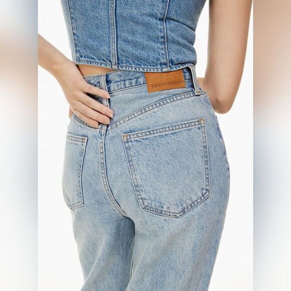 Denim Forum Light Blue Straight Leg Jeans - Picture 4 of 9